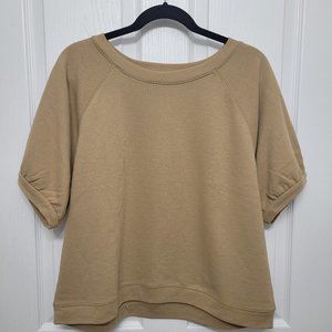 Madewell Lampy Marled Raglan Sweatshirt With Short Puff Sleeves